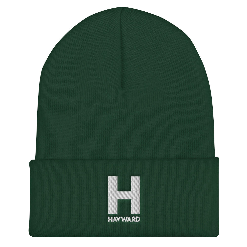 Hayward White Embroidered Cuffed Beanie